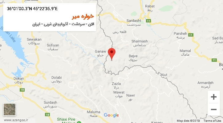 روستای خواره میر بر روی نقشه