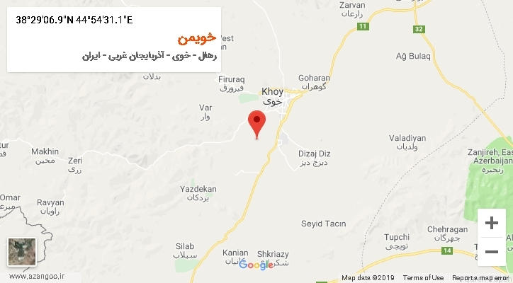 روستای خویمن بر روی نقشه