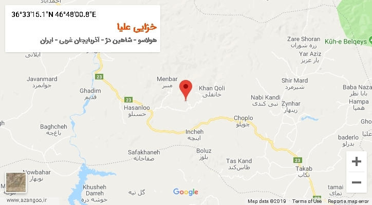 روستای خزایی علیا بر روی نقشه