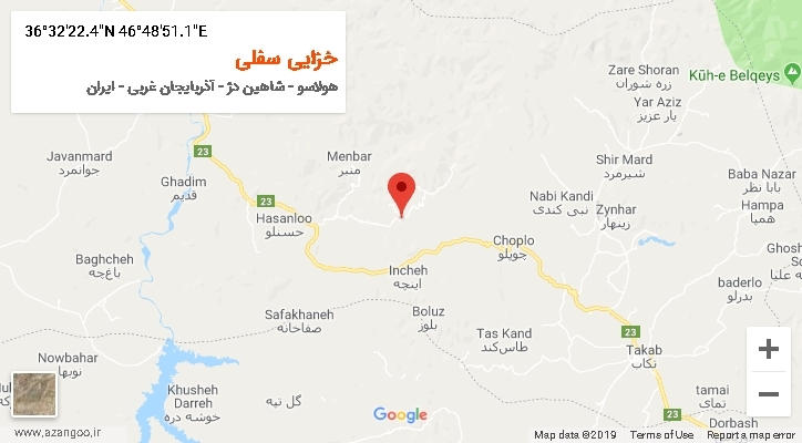 روستای خزایی سفلی بر روی نقشه