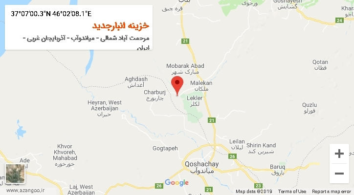 روستای خزینه انبارجدید بر روی نقشه