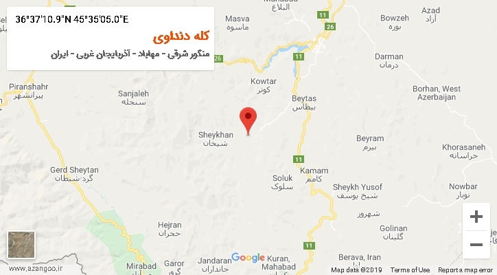 روستای کله دنداوی بر روی نقشه