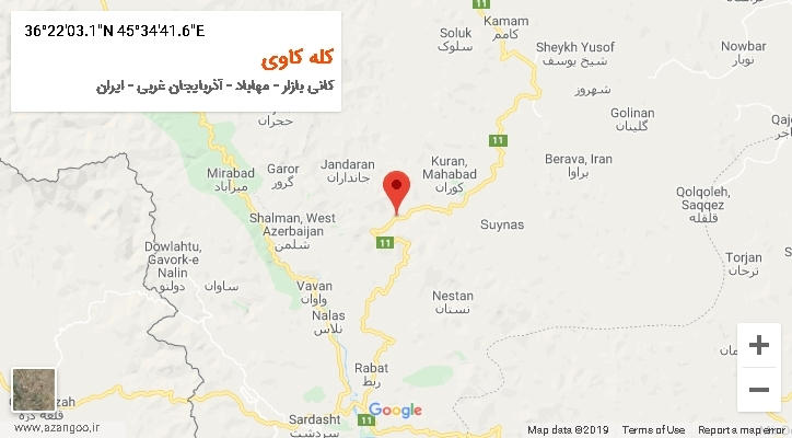 روستای کله کاوی بر روی نقشه