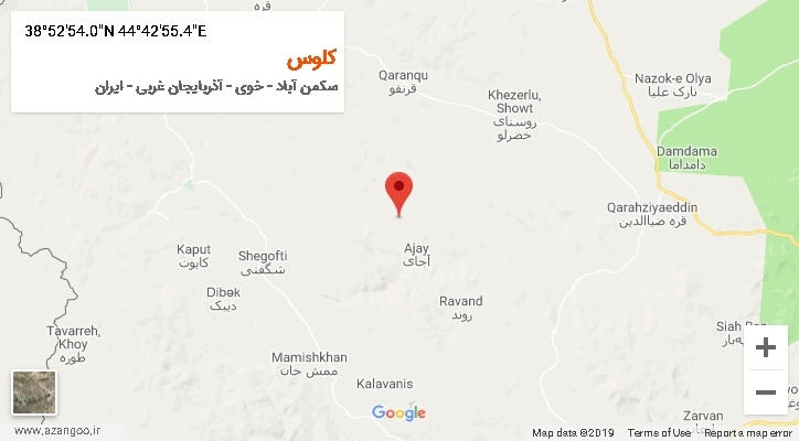 روستای کلوس بر روی نقشه