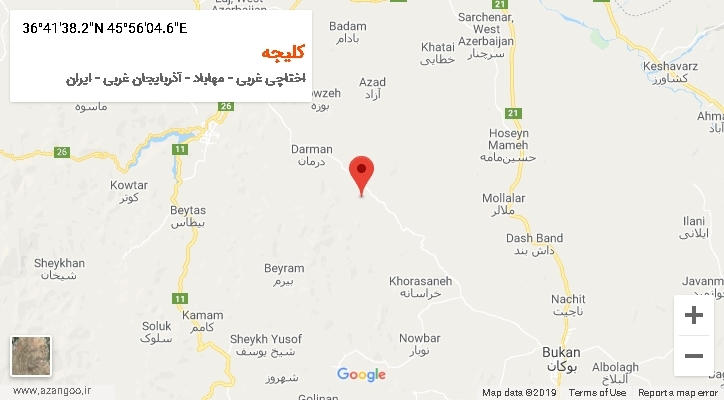 روستای کلیجه بر روی نقشه