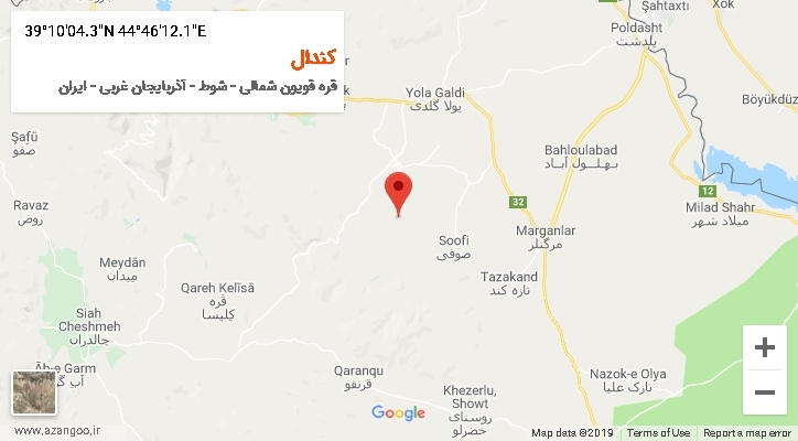 روستای کندال بر روی نقشه