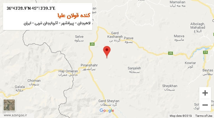 روستای کنده قولان علیا بر روی نقشه