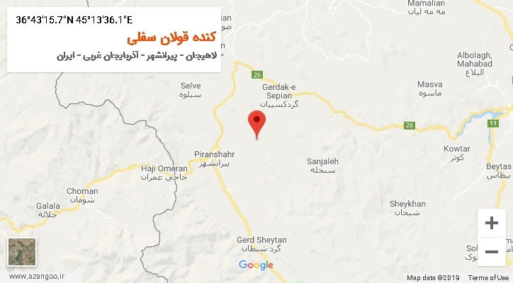 روستای کنده قولان سفلی بر روی نقشه