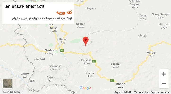 روستای کنه ورچه بر روی نقشه
