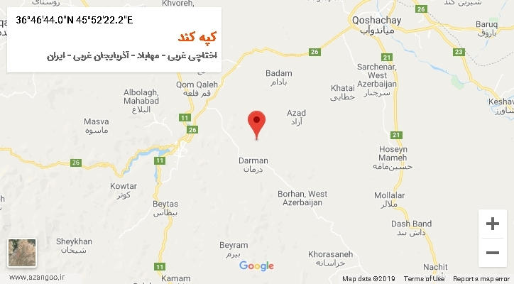 روستای کپه کند بر روی نقشه