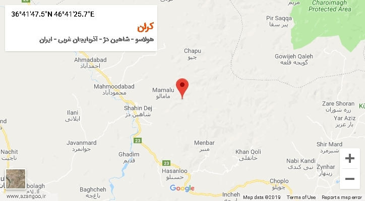 روستای کران بر روی نقشه