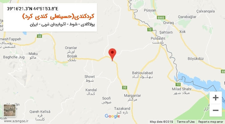 روستای کردکندی(حسینعلی کندی کرد) بر روی نقشه