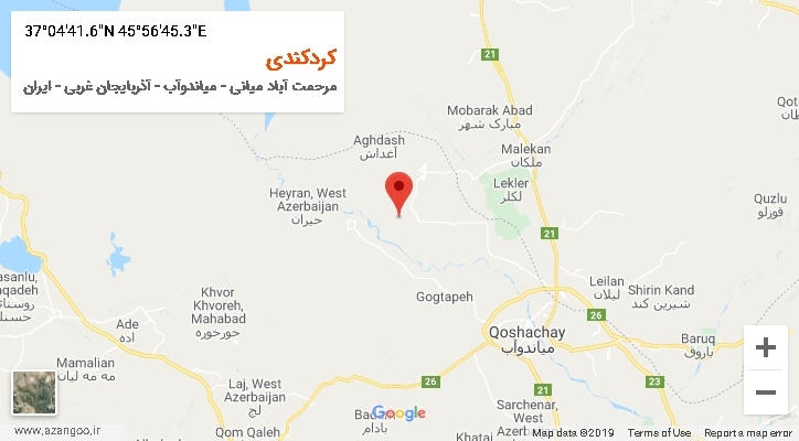 روستای کردکندی بر روی نقشه