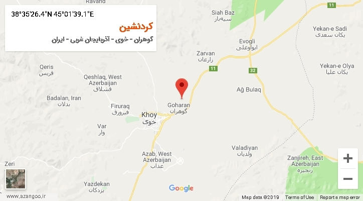 روستای کردنشین بر روی نقشه