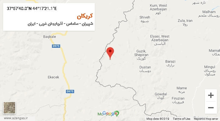 روستای کریکان بر روی نقشه