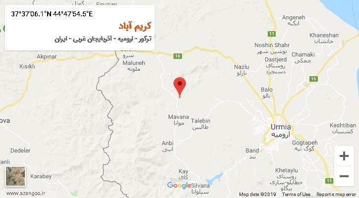 روستای کریم آباد بر روی نقشه