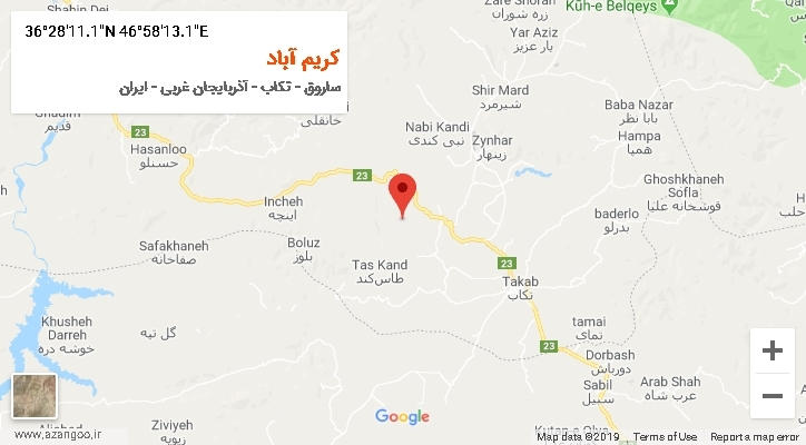 روستای کریم آباد بر روی نقشه