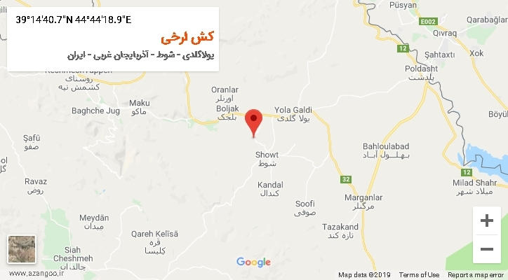 روستای کش ارخی بر روی نقشه