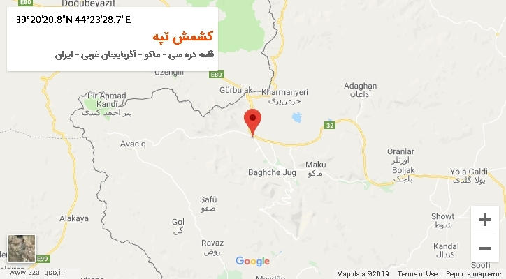 روستای کشمش تپه بر روی نقشه