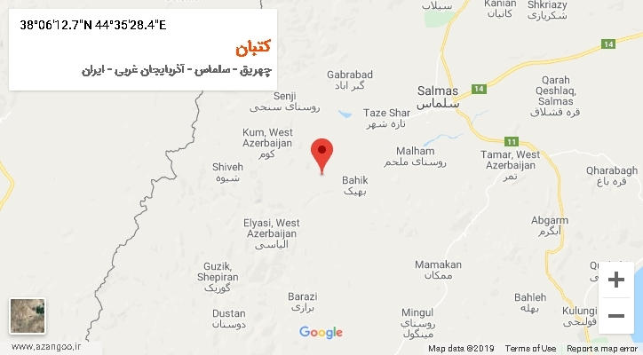 روستای کتبان بر روی نقشه
