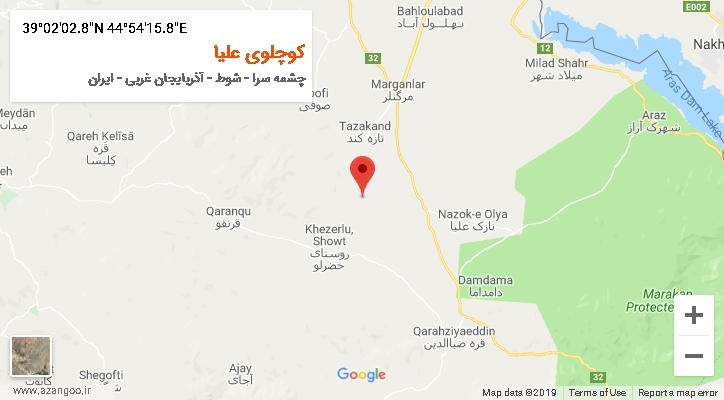 روستای کوچلوی علیا بر روی نقشه