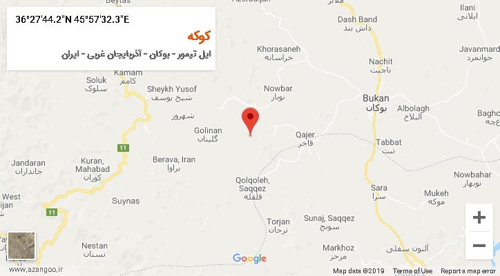 روستای کوکه بر روی نقشه