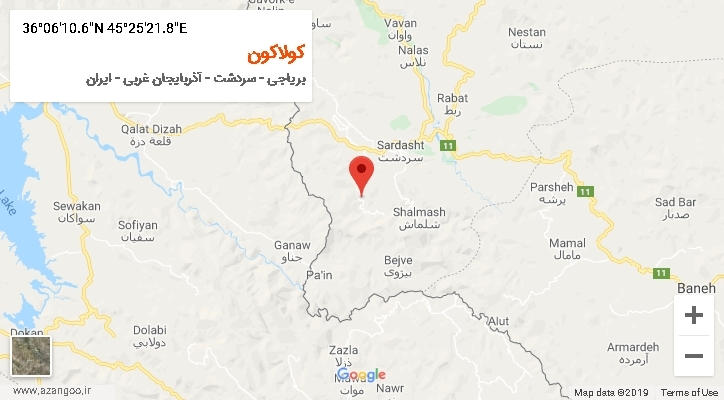 روستای کولاکون بر روی نقشه