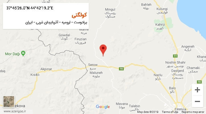 روستای کولگنی بر روی نقشه
