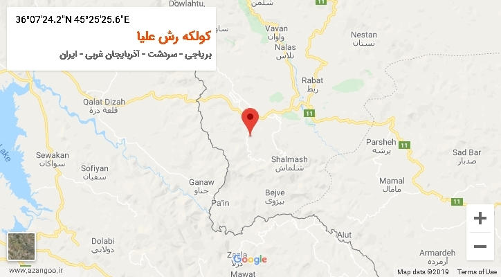 روستای کولکه رش علیا بر روی نقشه