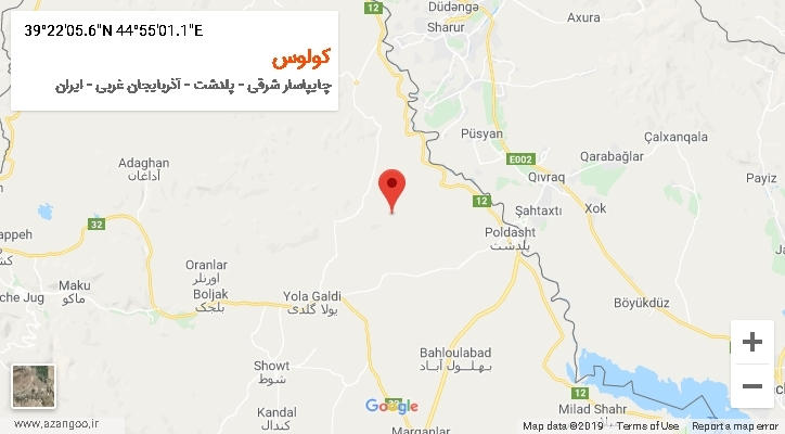روستای کولوس بر روی نقشه