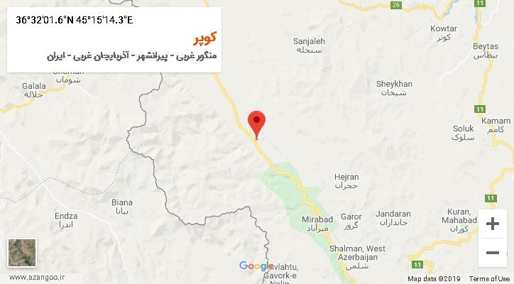 روستای کوپر بر روی نقشه