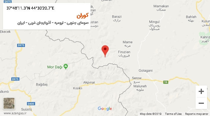 روستای کوران بر روی نقشه