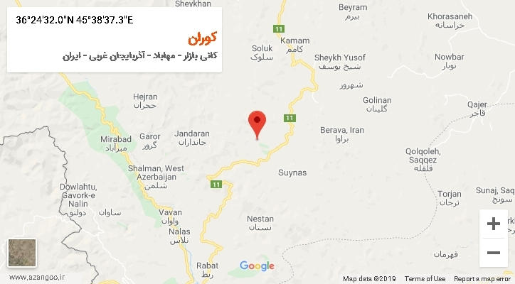 روستای کوران بر روی نقشه