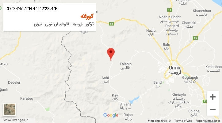 روستای کورانه بر روی نقشه