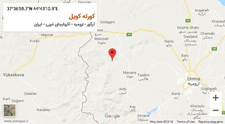 روستای کورته کویل بر روی نقشه