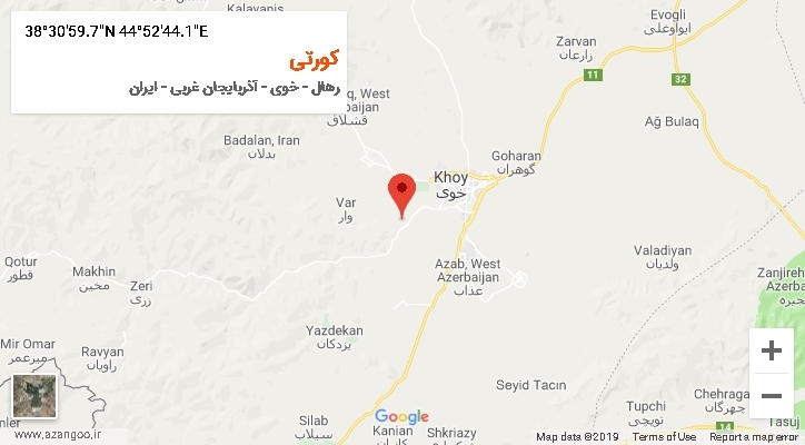 روستای کورتی بر روی نقشه