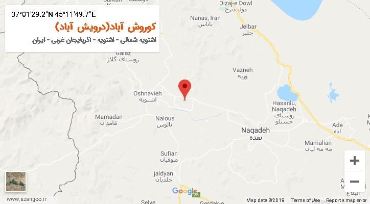 روستای کوروش آباد(درویش آباد) بر روی نقشه