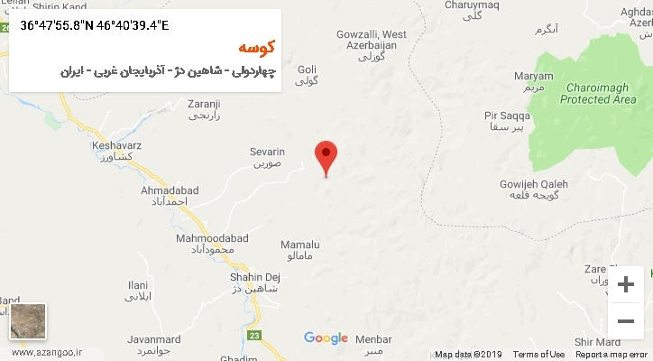 روستای کوسه بر روی نقشه