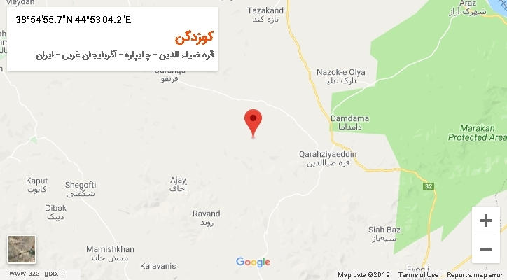 روستای کوزدگن بر روی نقشه