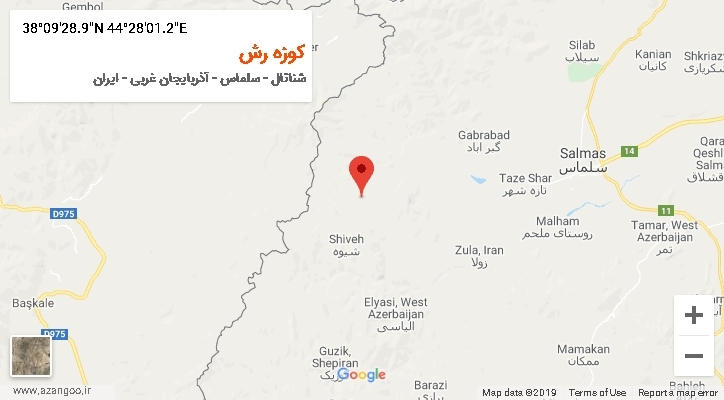 روستای کوزه رش بر روی نقشه
