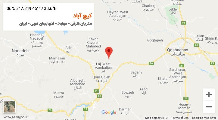 روستای کیچ آباد بر روی نقشه