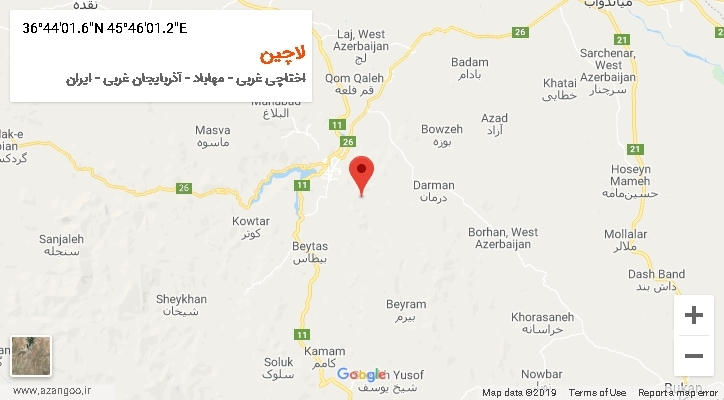 روستای لاچین بر روی نقشه