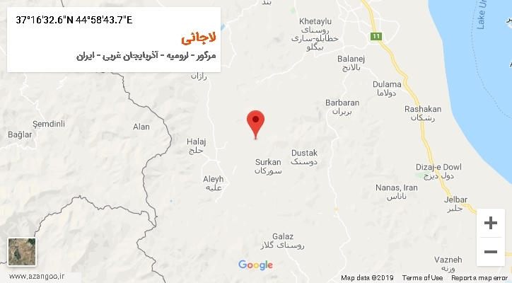 روستای لاجانی بر روی نقشه