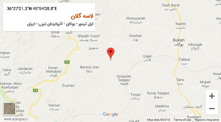 روستای لاسه گلان بر روی نقشه