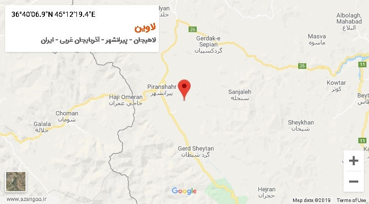 روستای لاوین بر روی نقشه