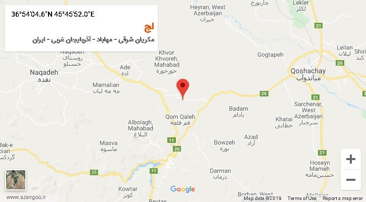 روستای لج بر روی نقشه