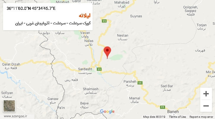 روستای لیلانه بر روی نقشه