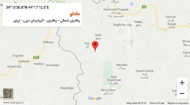 روستای مادلو بر روی نقشه