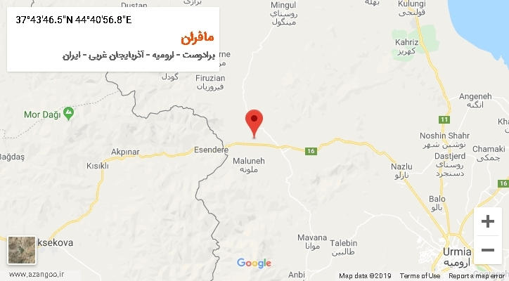 روستای مافران بر روی نقشه