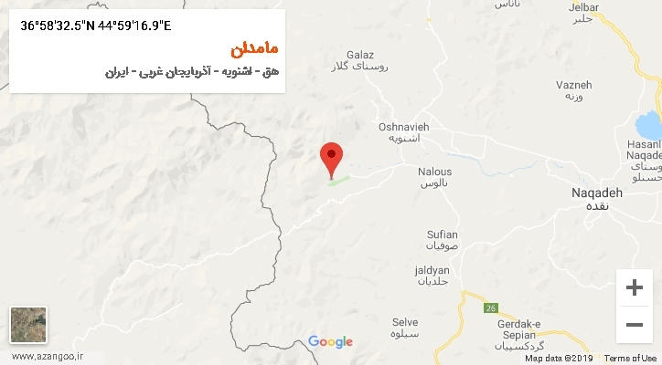 روستای مامدان بر روی نقشه
